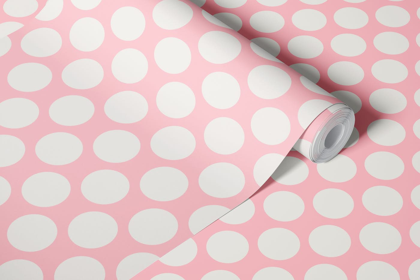 SPRING DOTSY Fresh Polka Dots - Pastel Pink wallpaper roll