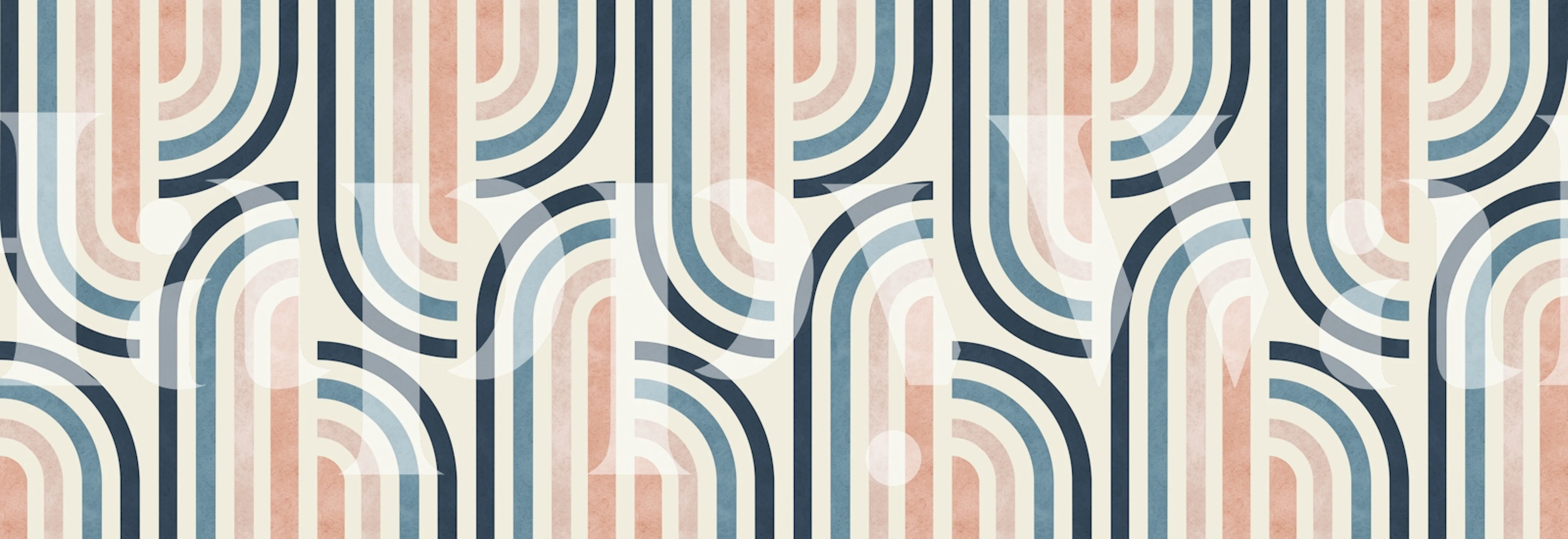 Geometric blue and pink rainbow pattern wallpaper