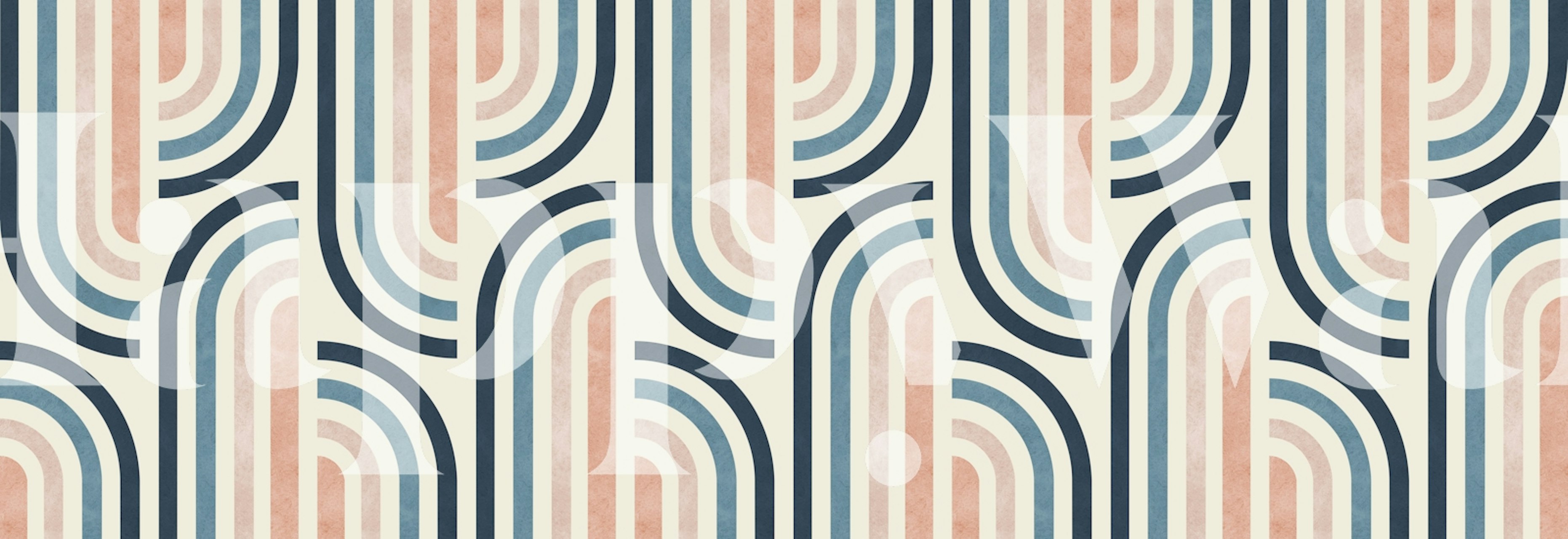 Geometric blue and pink rainbow pattern wallpaper