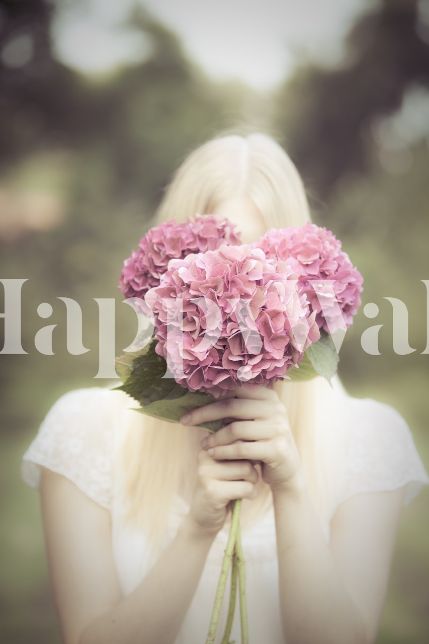 Bloemenbehangontwerp met hortensia's