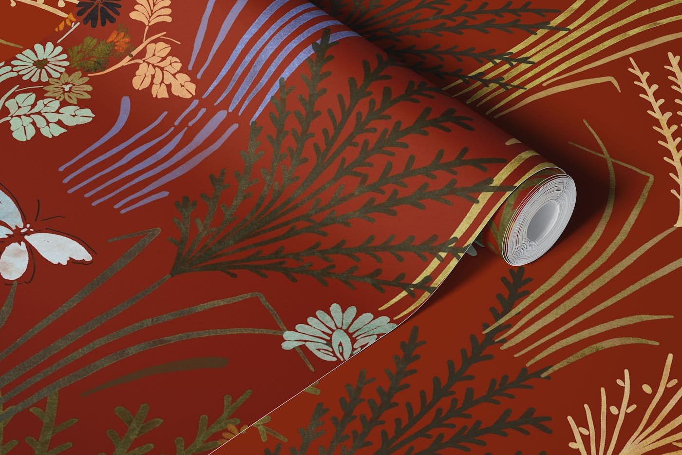 Eulalia flowers- Japanese art - large wallpaper roll