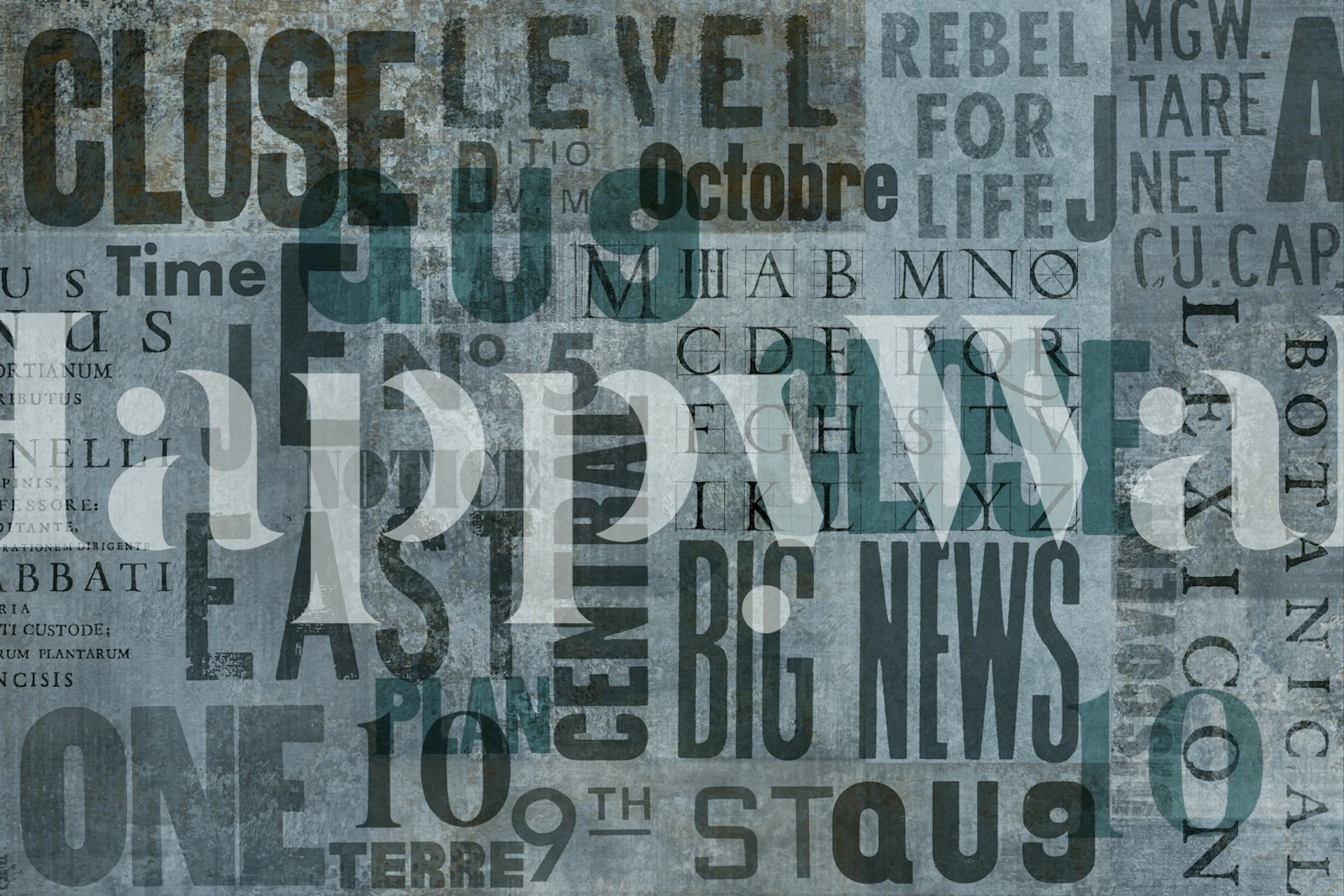 Urban-style grunge typography teal wallpaper