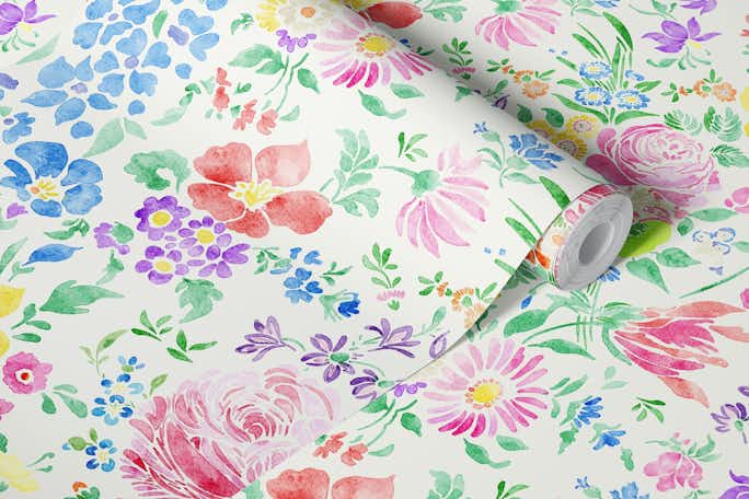 vintage Gardenia soft pastel colors - largewallpaper roll