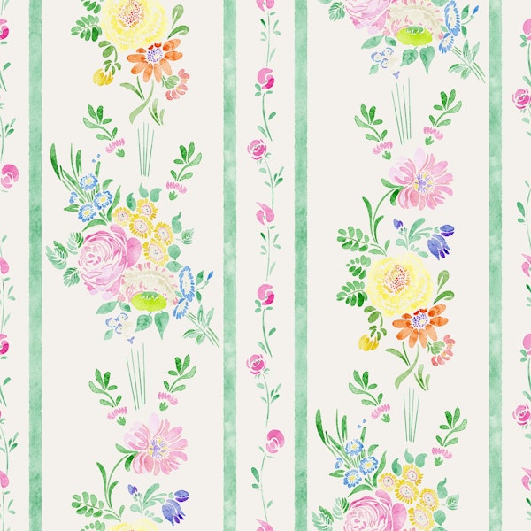 Vintage Flowers Stripes - large