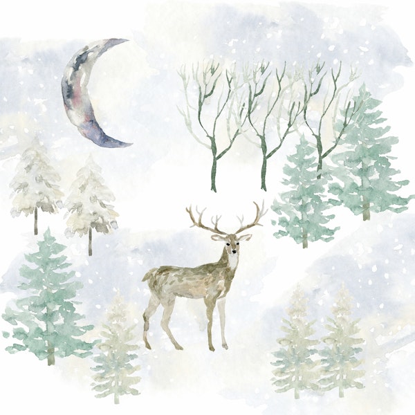 Winter Landscape with Moon