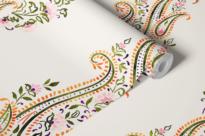 Indian Floral paisley - largewallpaper roll