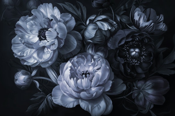 Dark Moody Floral Baroque Midnight Blue
