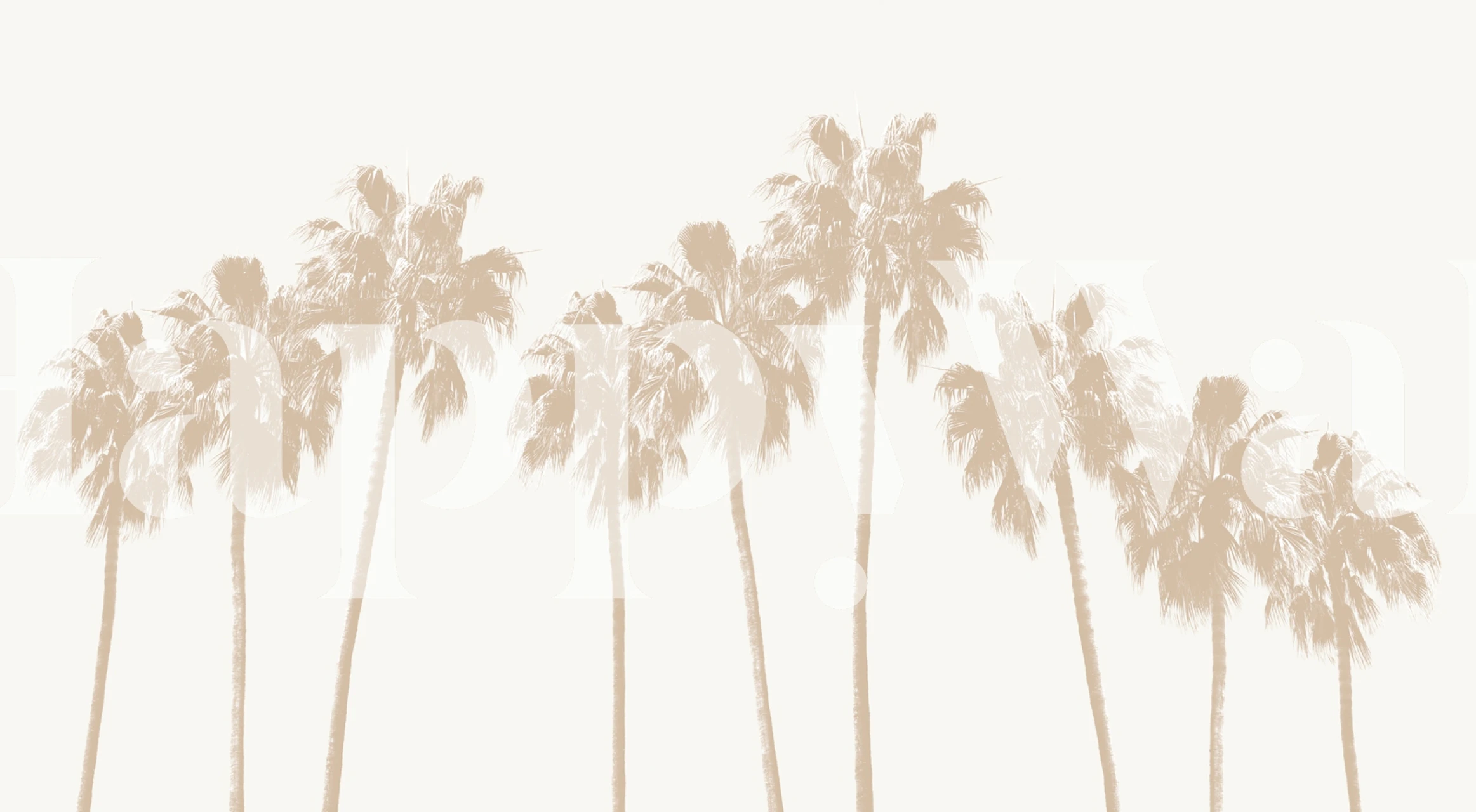 Tropical palm trees illustration in beige and cream wallpaper