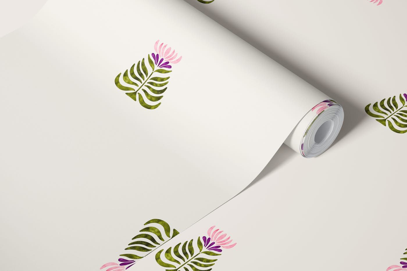 Floral Indian block - medium wallpaper roll