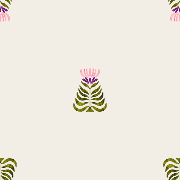 Floral Indian block - medium