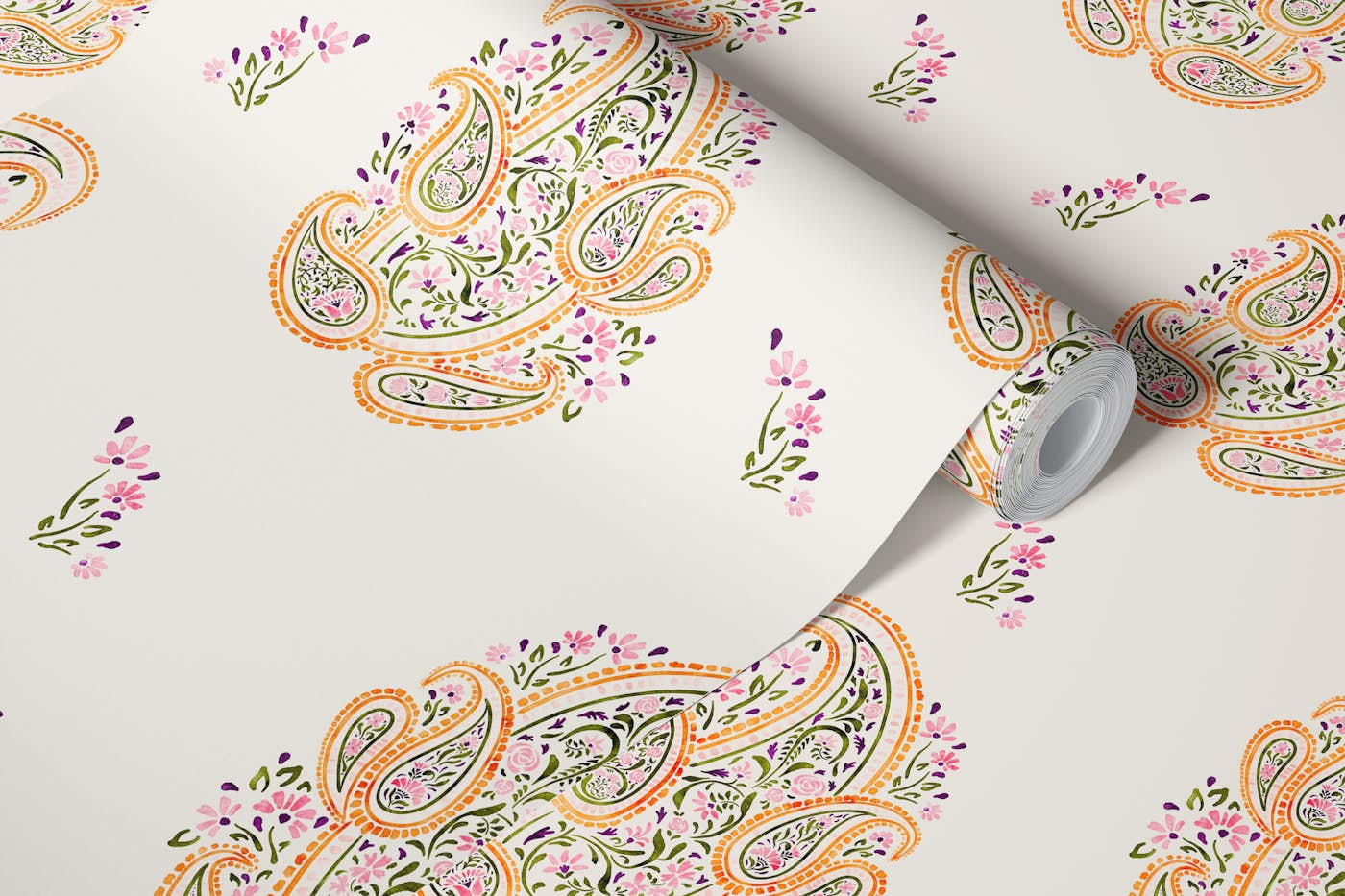 Fancy Floral paisley - medium wallpaper roll