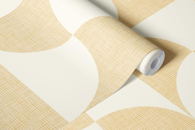 mid century tiles white on linnen (L)wallpaper roll
