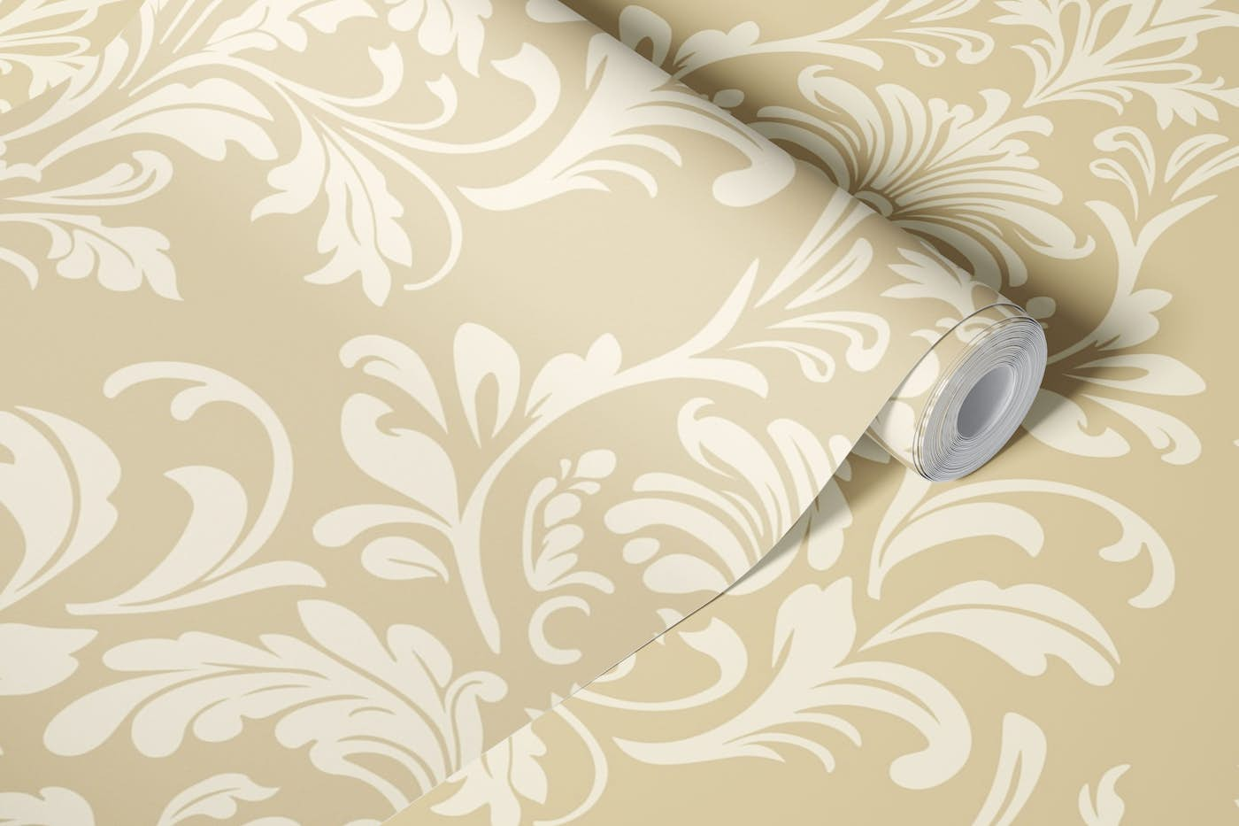 Luxury Damask - Beige and Cream wallpaper roll