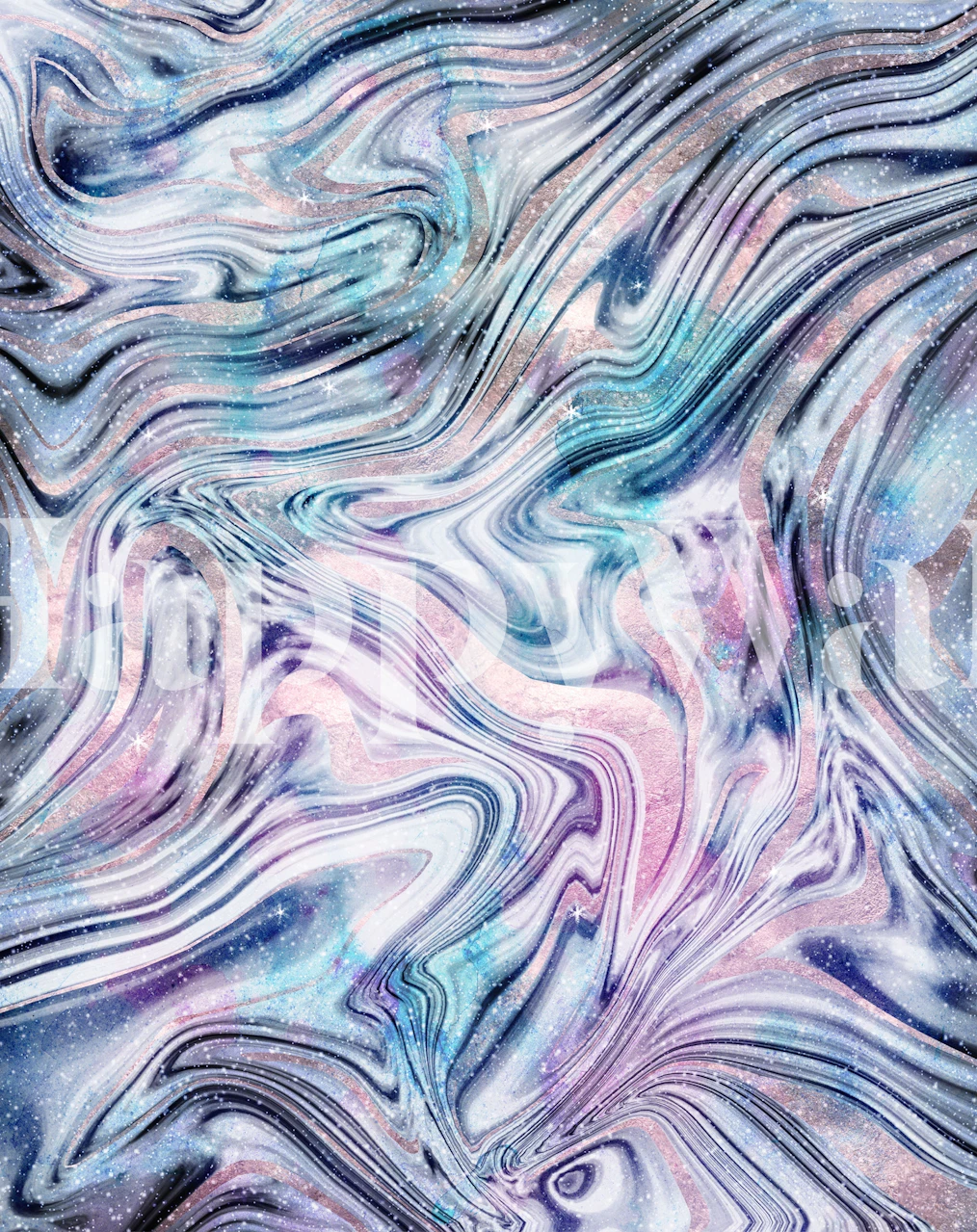 Colorful Bohemian Unicorn Marble wall mural with pastel swirls