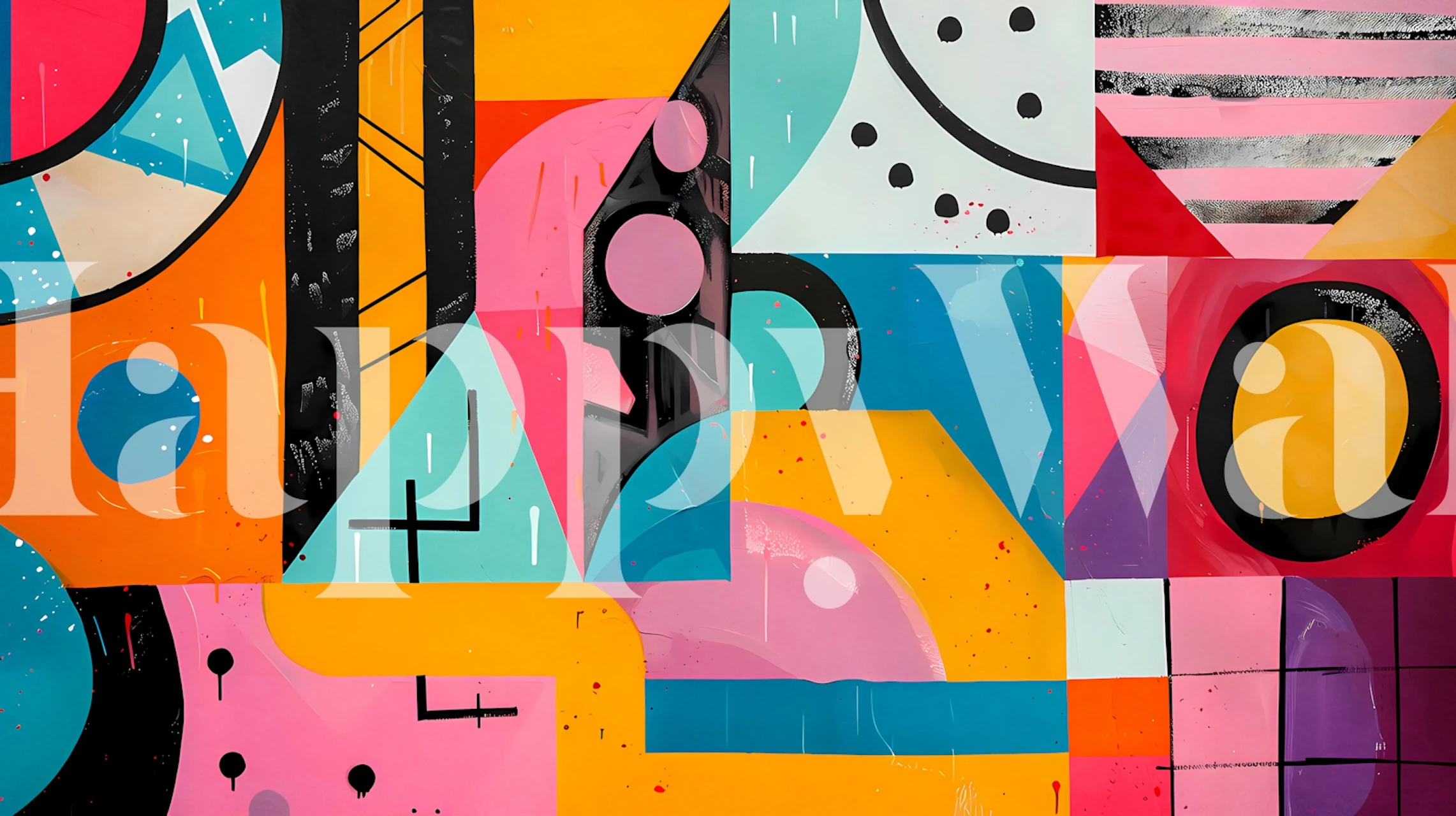 Por Art Geometric Tapete in einem Raum