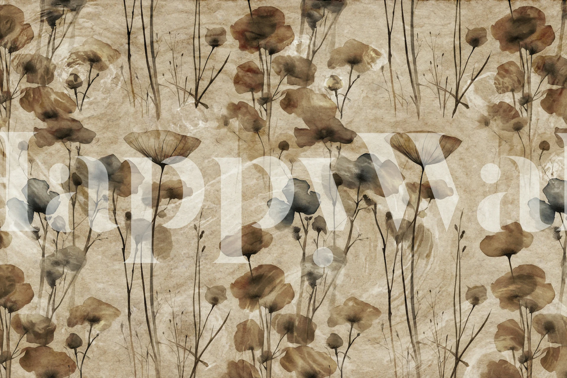 Muted autumn dry flowers wallpaper in a room