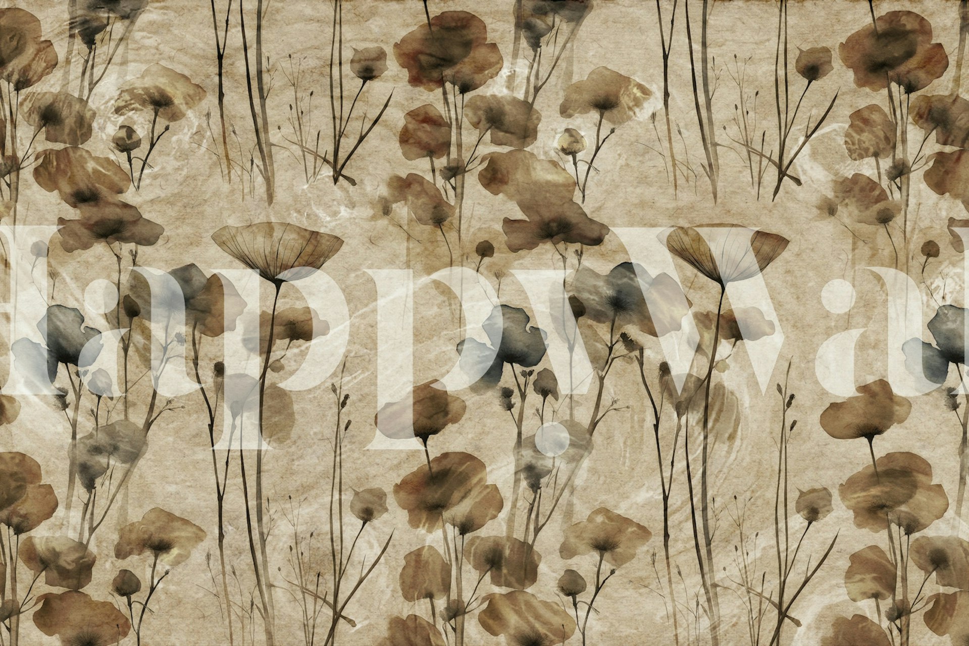 Muted Autumn Dry Flowers tapetti huoneessa