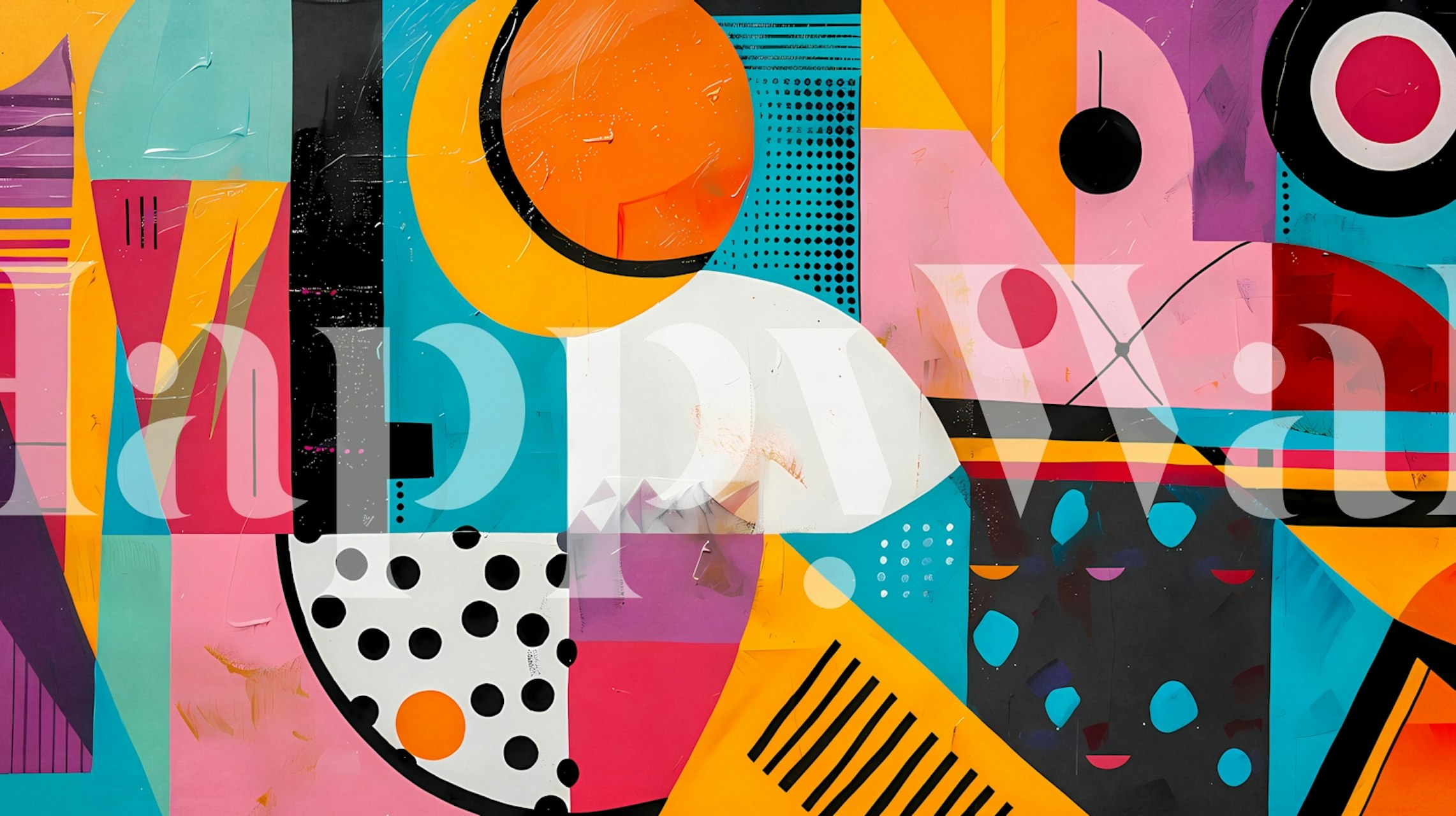 Geometric Pop Art tapet vist i et rom