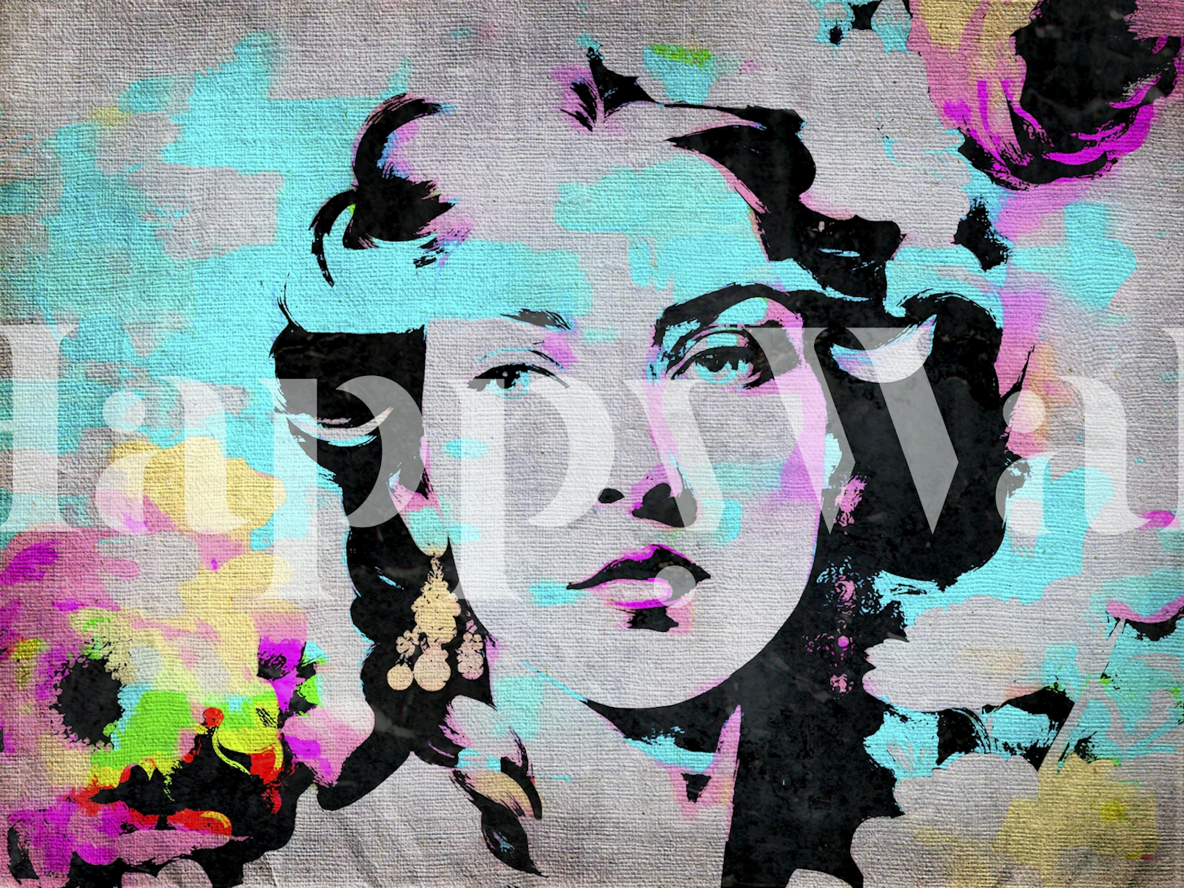 Colorful grunge style lady portrait wallpaper