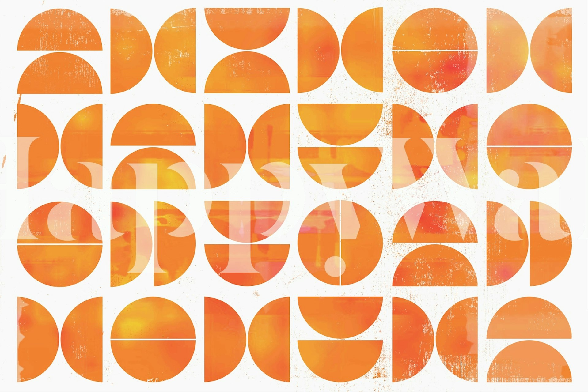 Orange Bauhaus wallpaper design in a room