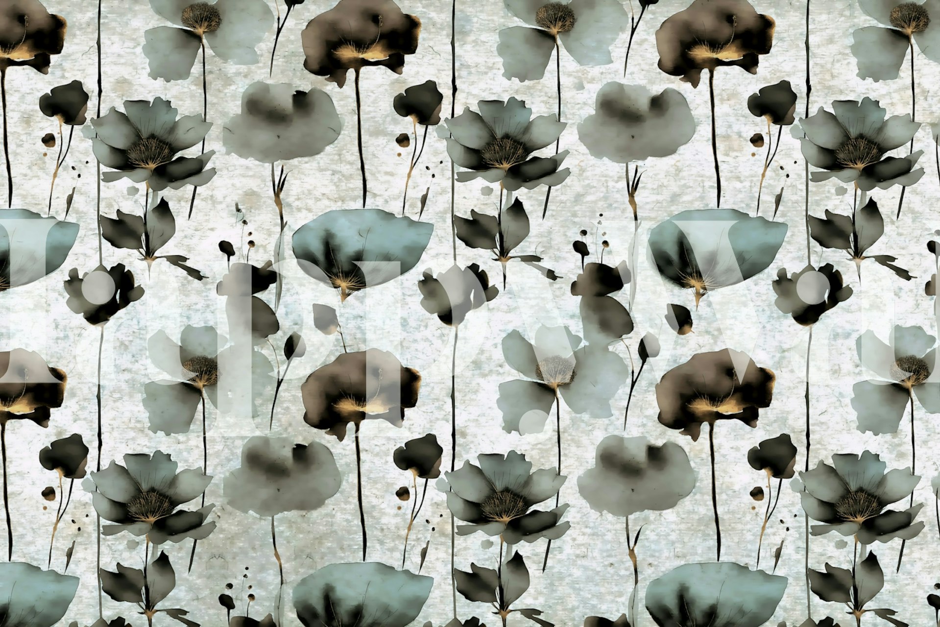 Dämpade pastellfärgade vildblommor på en texturerad fondtapet