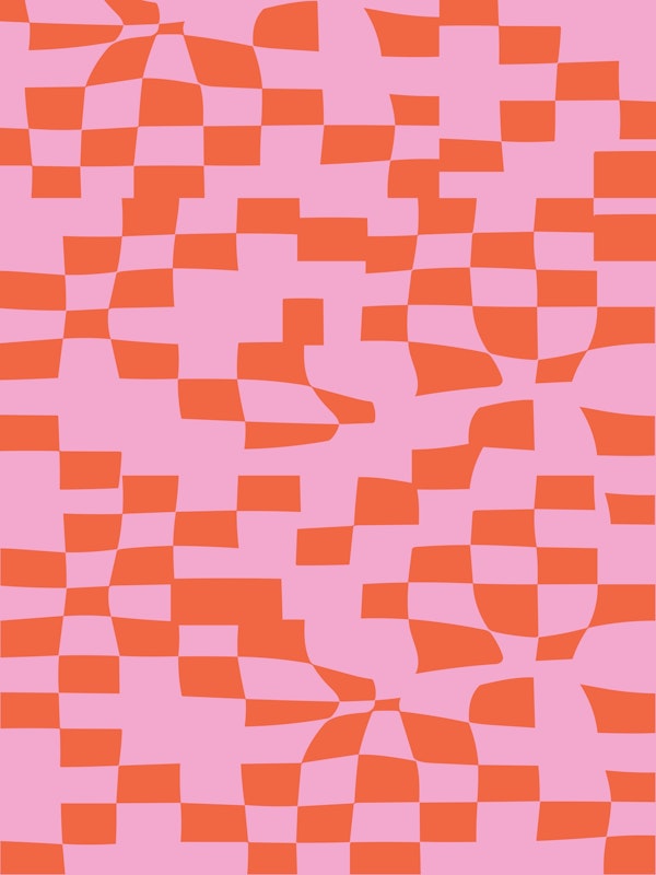 Abstract Checkerboard in Pink and Orange