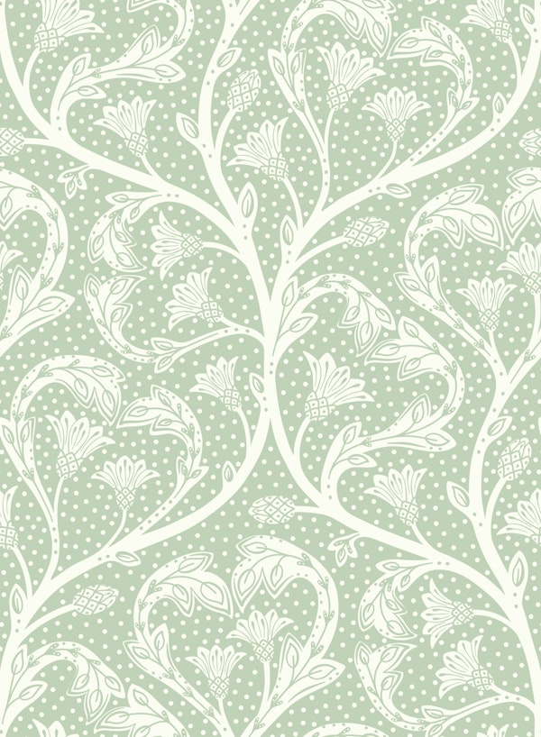 Victorian dandelion hearts sage green