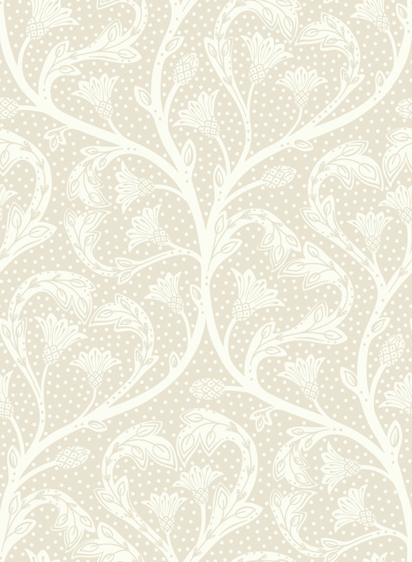 Victorian dandelion hearts cream off-white