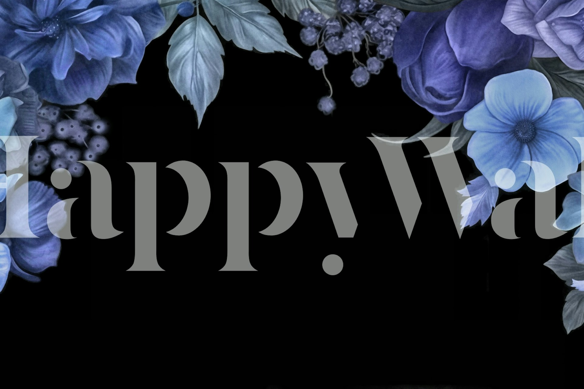 Floral wallpaper design with blue petals