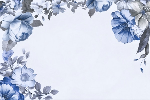 Watercolor Whimsy Blossoms Light Blue