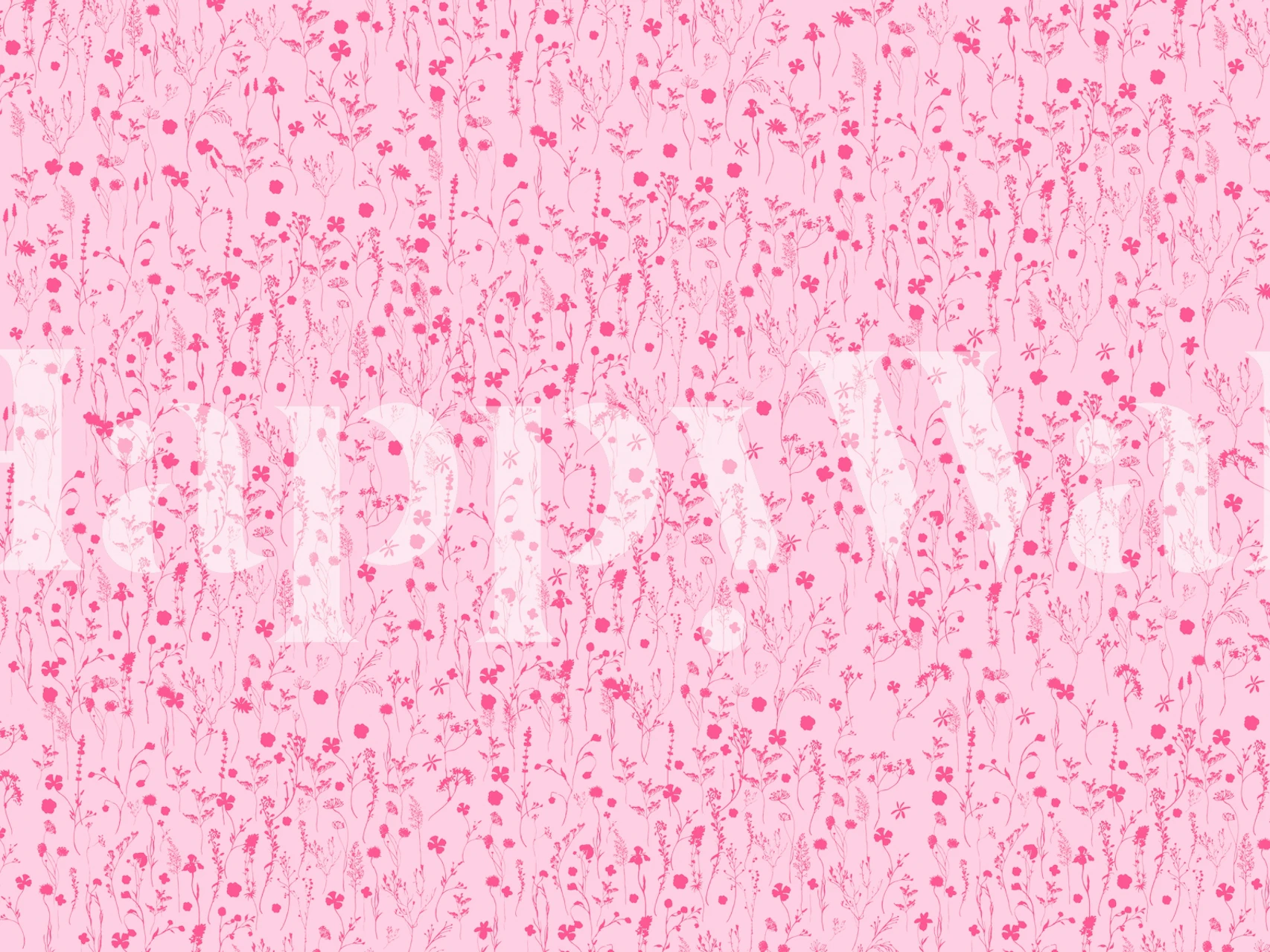 Pink floral design with wildflowers and delicate stems wallpaper
