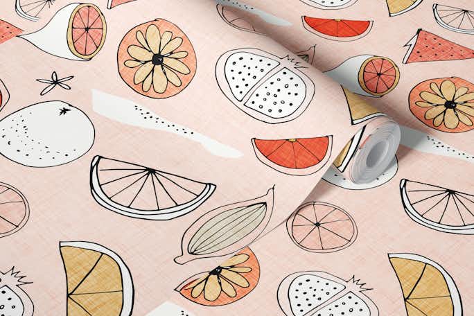 Pop Fruit Pinkwallpaper roll