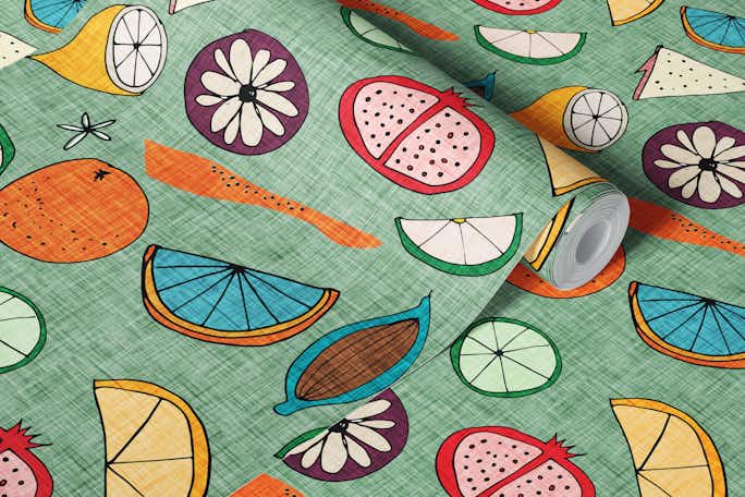 Pop Fruit Greenwallpaper roll