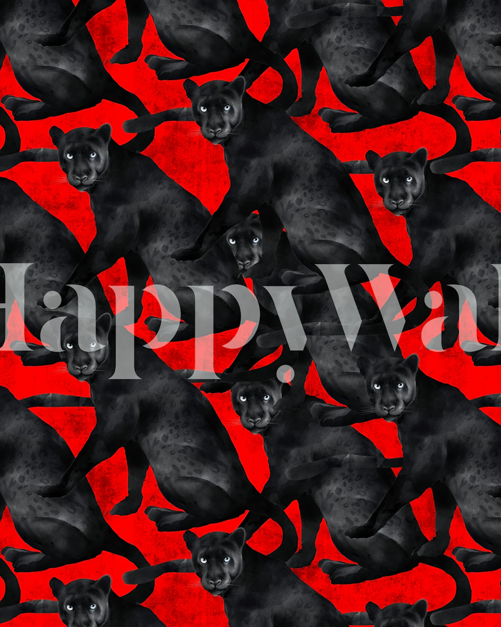 Panther on fire wallpaper design in a room