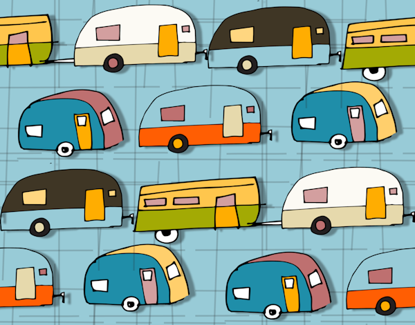 Retro Campers Blue