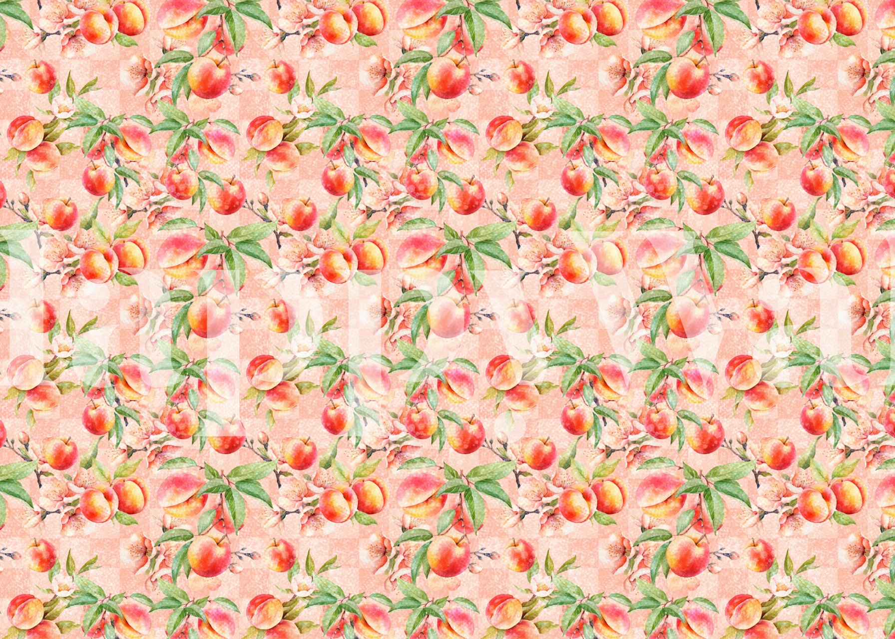 Peach and flower pattern in soft pink tones wallpaper
