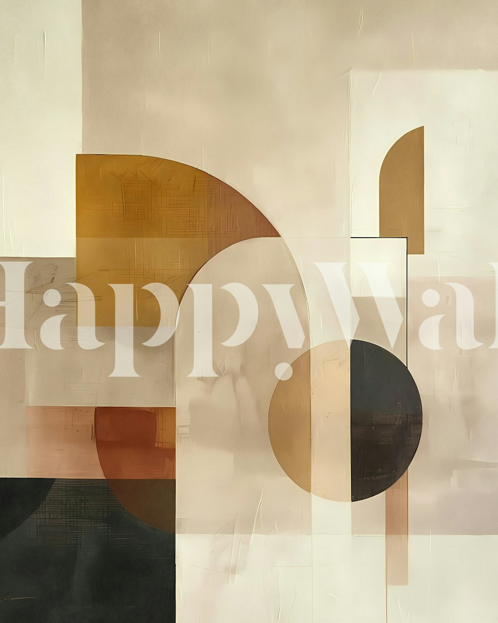 Boho Geometric abstract wall mural with earth tones and soft shapes