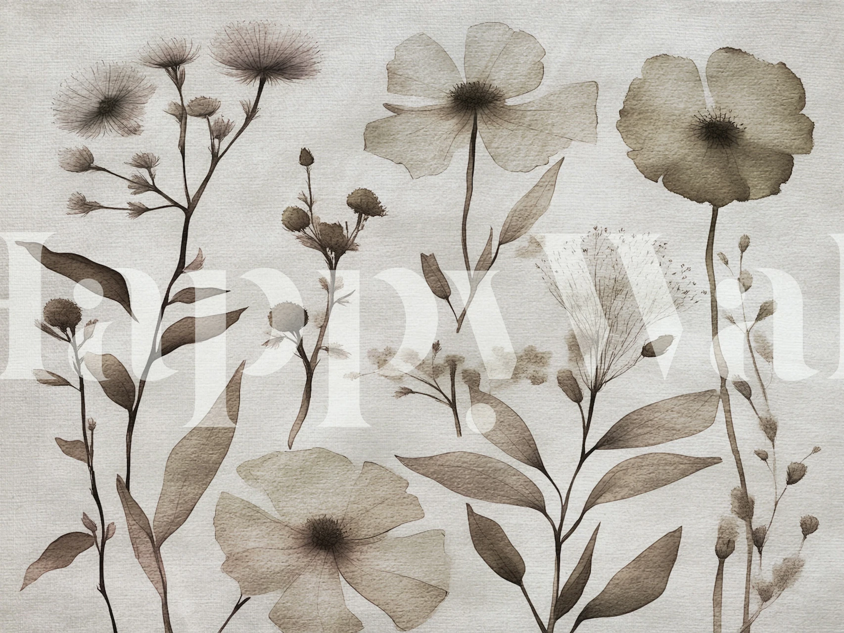 Japandi Wildflower Painting tapet vist i et rum