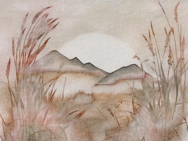 Beige Japandi Mountains