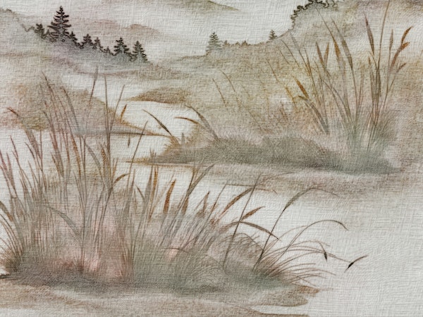 Muted Japandi Meadow Painting