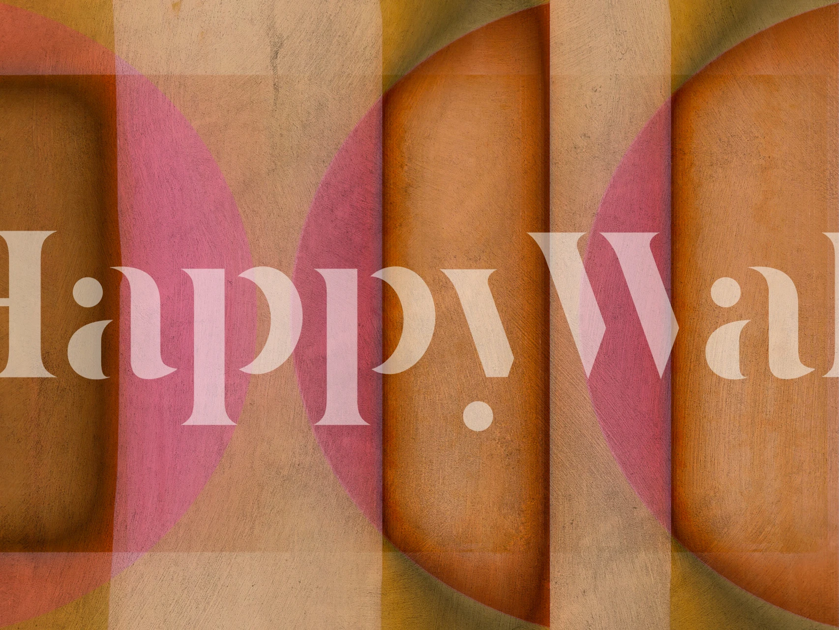 Abstract geometric patterns in warm tones with pink circles wallpaper