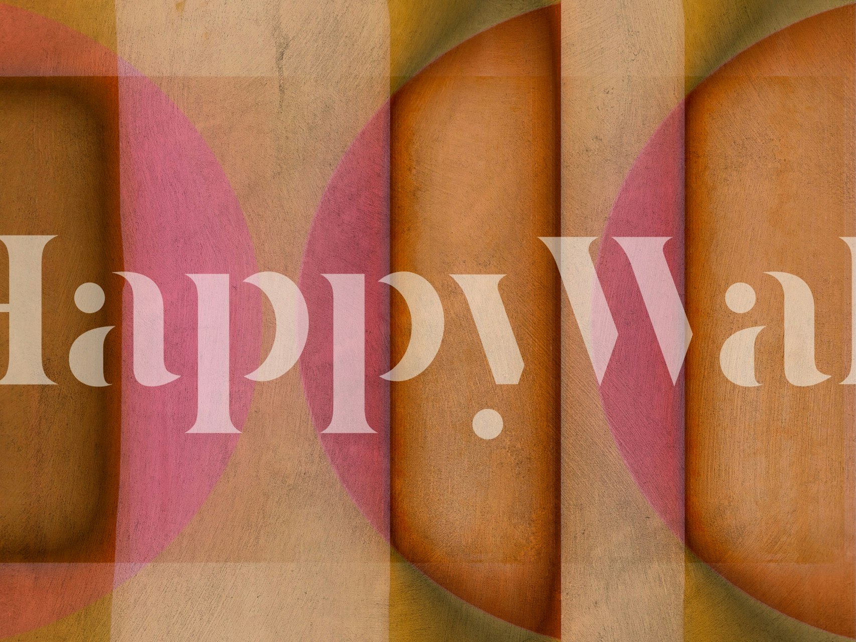 Abstract geometric patterns in warm tones with pink circles wallpaper