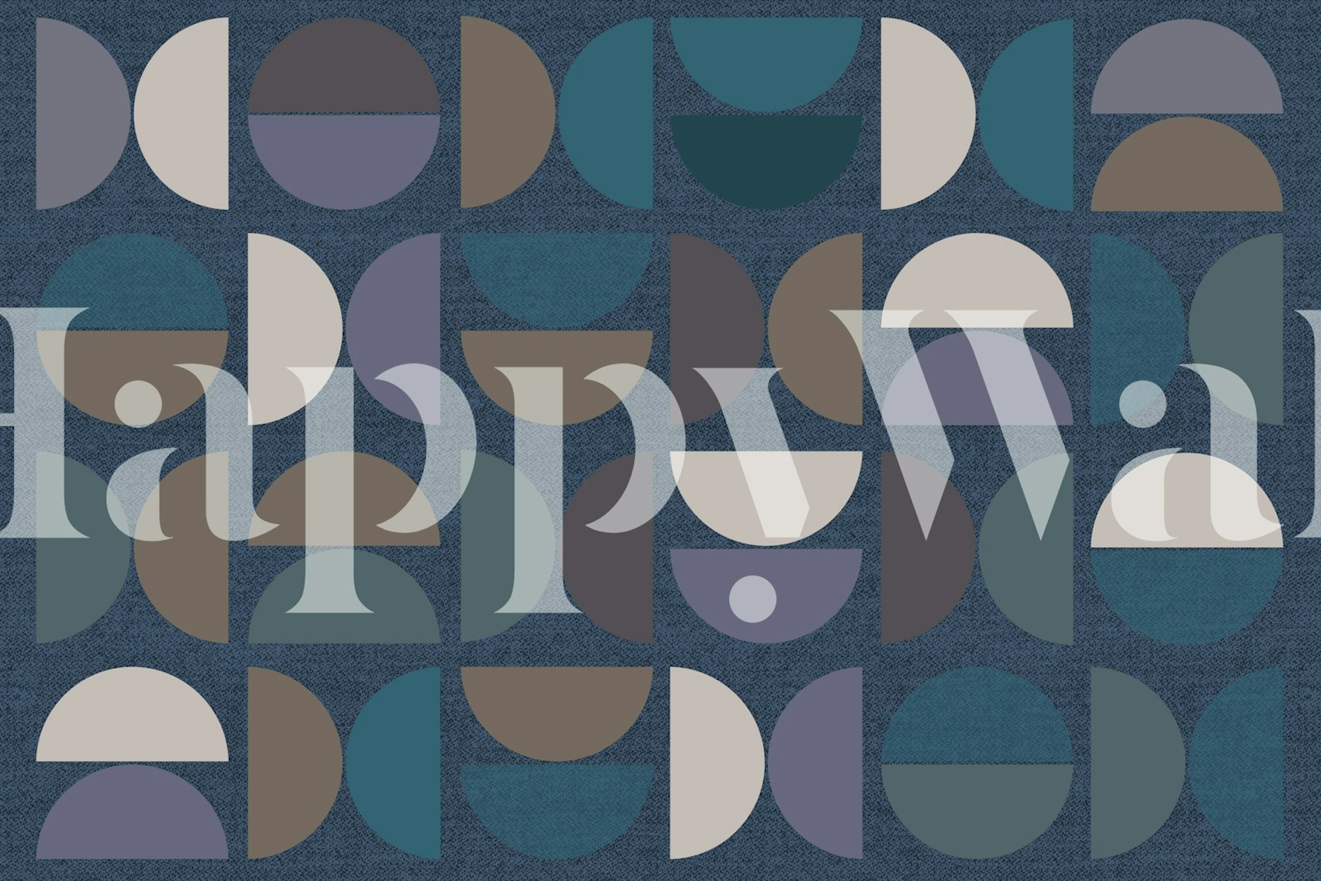 Mural abstracto de mosaico Bauhaus de mediados de siglo con formas geométricas en tonos tierra