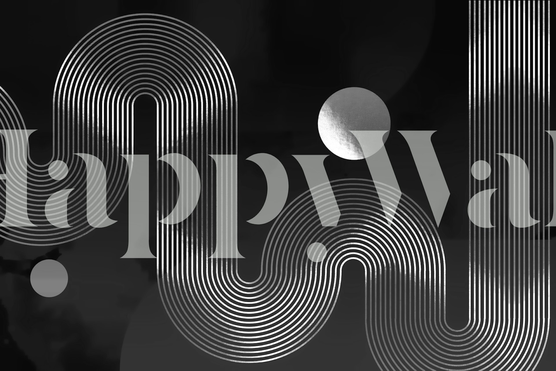 Papel pintado Curvy Wave Night en una habitación moderna