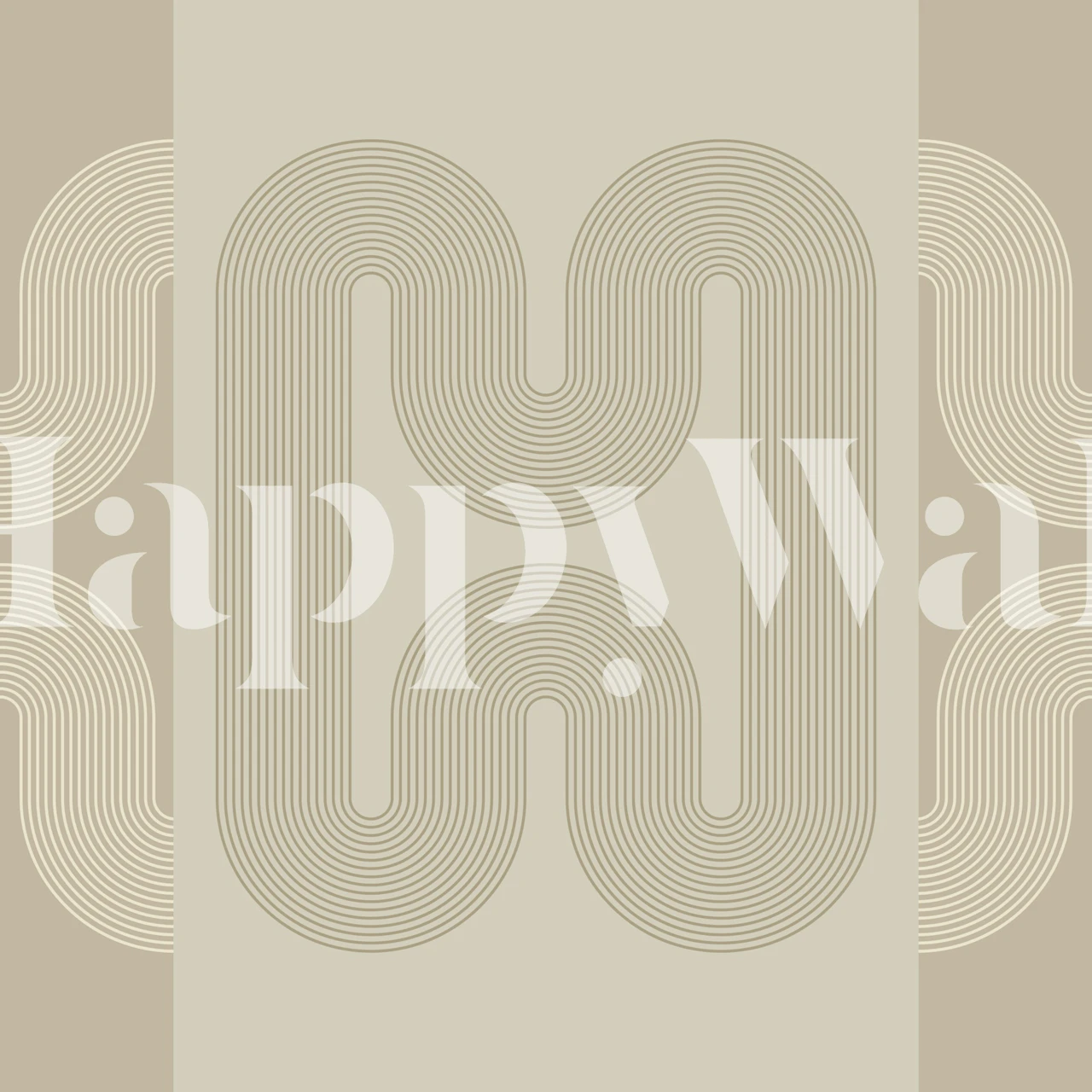 Curvy wave pattern in neutral colors with circular accents wallpaper