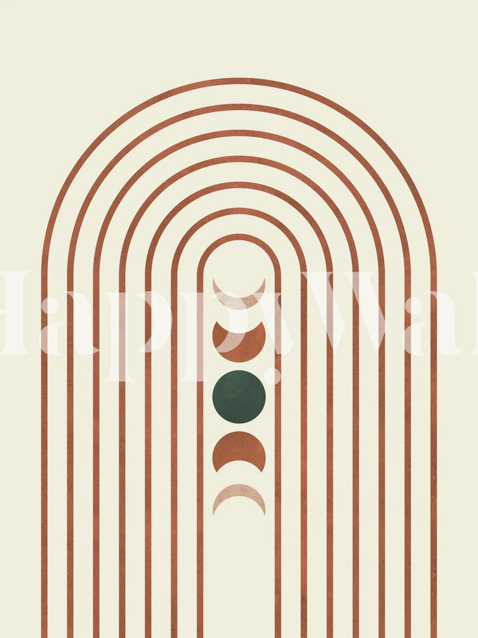 Geometric line circular design in earthy tones wallpaper