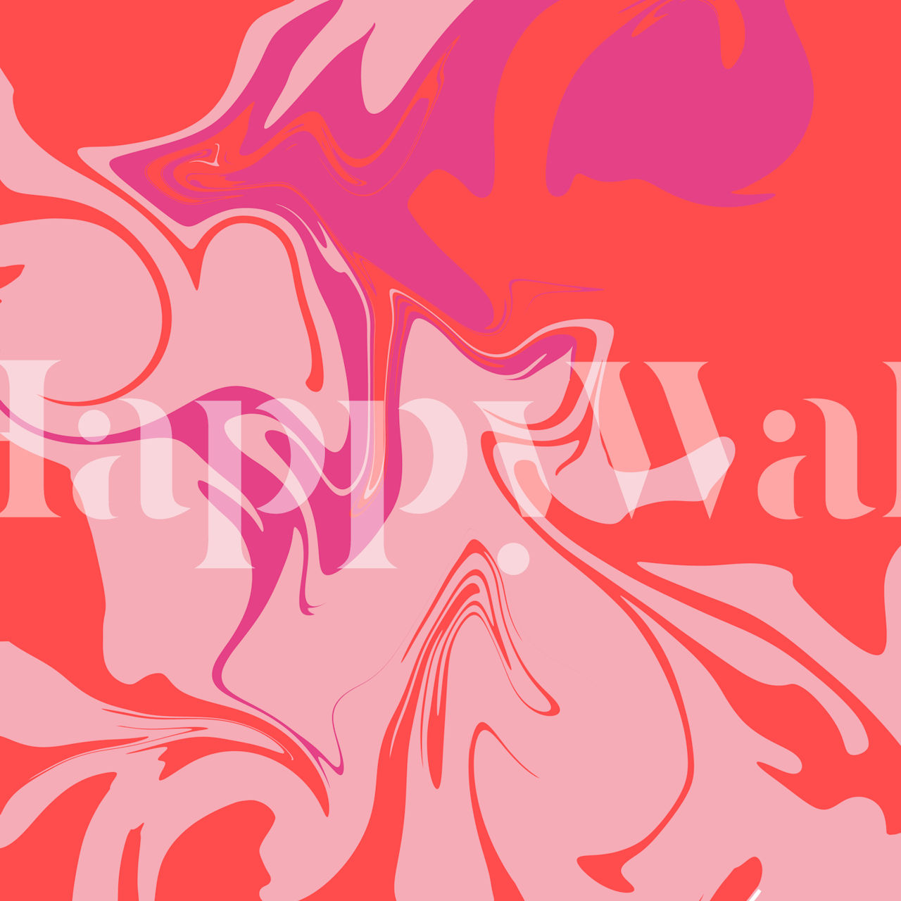 Orange and pink swirly wallpaper in a room