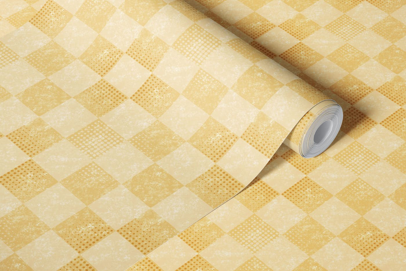 Gold checker chess pattern wallpaper roll