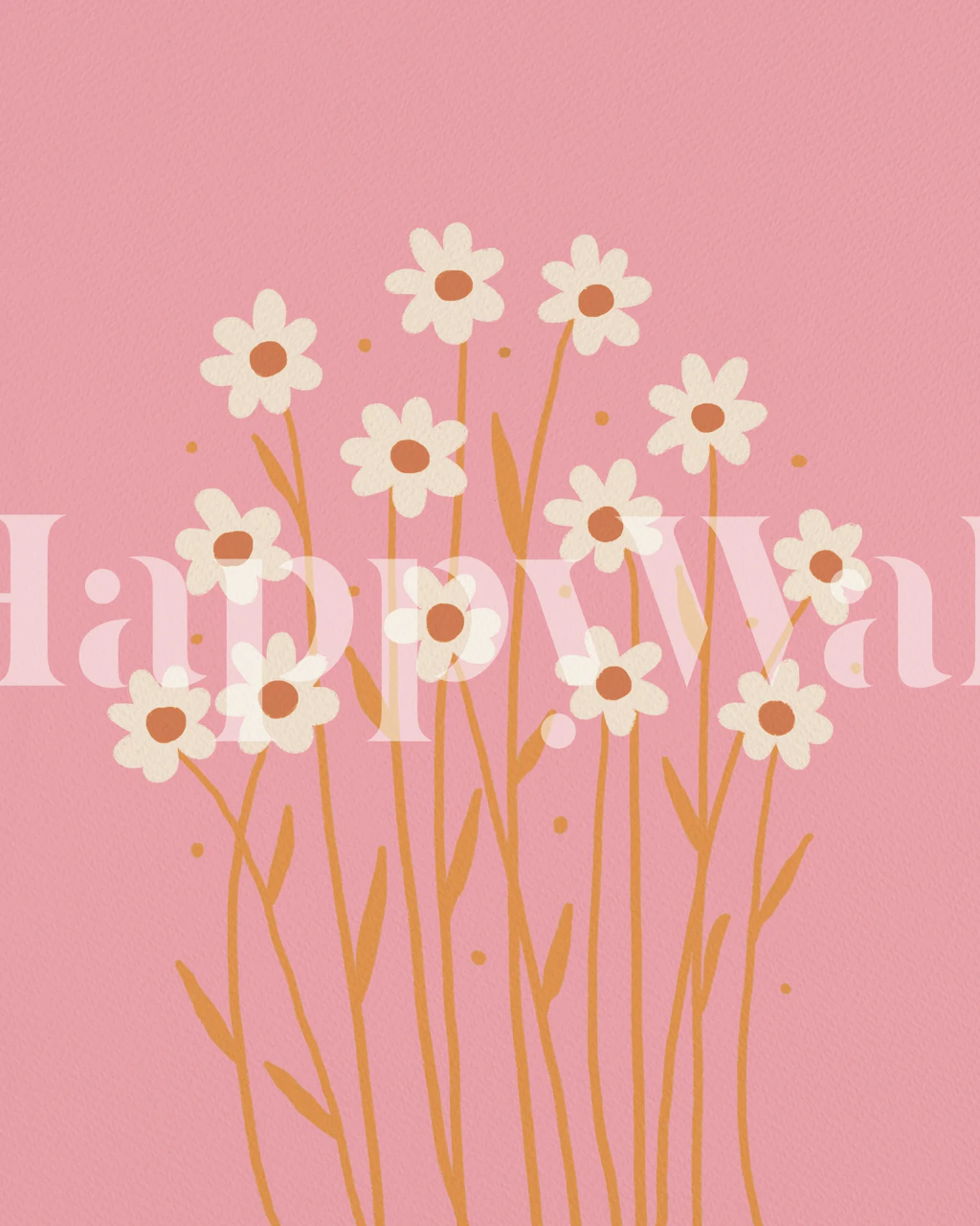 Floral wallpaper with pink daisies in a room
