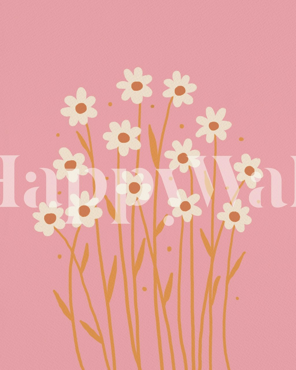 Floral wallpaper with pink daisies in a room